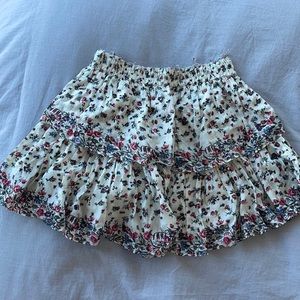 Love Shack Fancy Tiered Floral Ruffle Mini Skirt